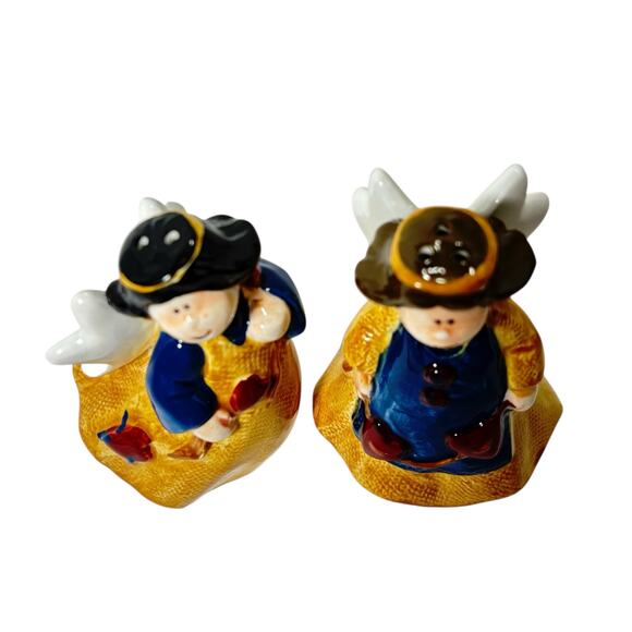 VTG Y2K Hand-Painted Ceramic Angel Salt & Pepper Shakers Set of 2 Collectible - Picture 6 of 7